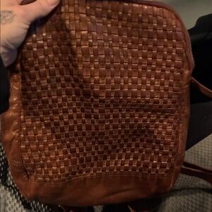Woven Leather Backpack